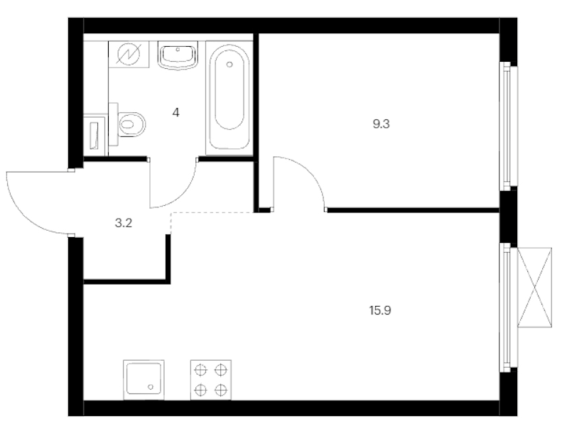 1-комнатная квартира 32.4 м², 11/12 эт., ЖК «Витебский парк»